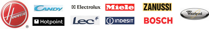 Hoover, Candy, Hotpoint, Electrolux, Lec, Miele, Indesit, Zanussi, Bosch, Whirlpool
